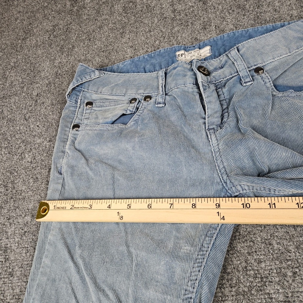 Free People Blue Corduroy Pants Slim Straight Leg Low Rise Size 29 61855-16515 - Picture 10 of 11